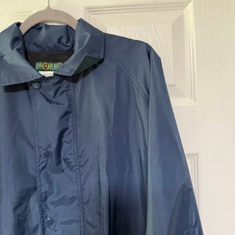 AM Player Men's Blue Navy Zip/ Snap Windbreaker Jacket Size XL